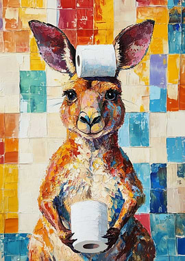 Kangaroo with Toilet Paper