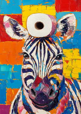 Zebra with Toilet Paper