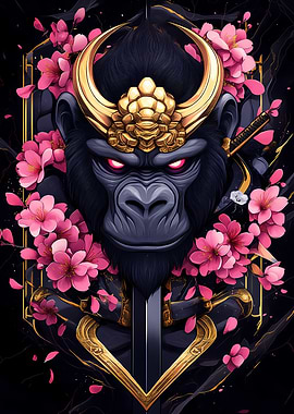 Samurai Gorilla Art Print Animal