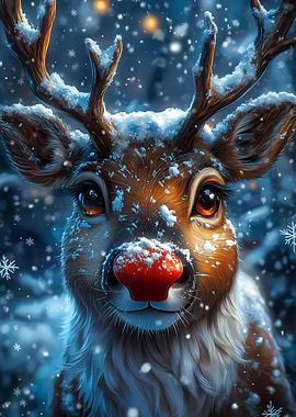 Reindeer in Winter Christmas