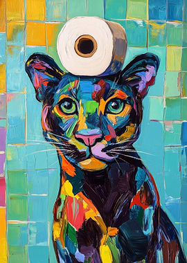 Panther with Toilet Paper
