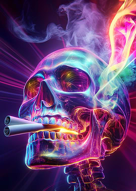 Skull with Rolling Papers Art