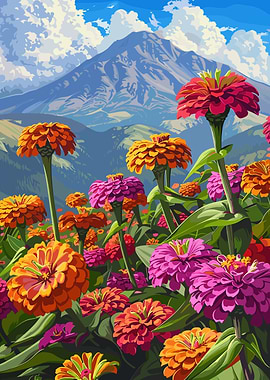 Mountainside Zinnia Field