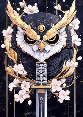 Golden Owl with Katana Animal