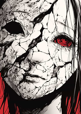 Cracked Face Horror Art