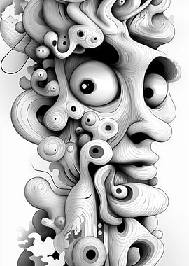 Abstract Monochrome Face