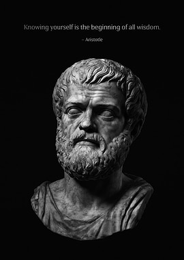 Aristotle Bust & Stoic Quote