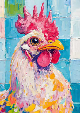 Colorful Rooster Portrait