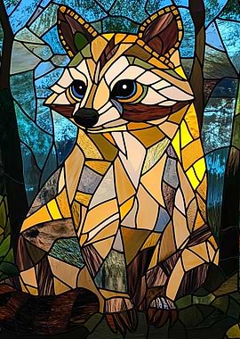 Stained Glass Raccoon