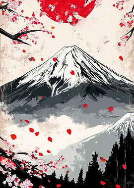 Mount Fuji with Cherry Blossoms