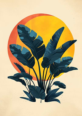 Tropical Sunset Leaves