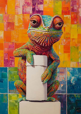 Chameleon with Toilet Paper