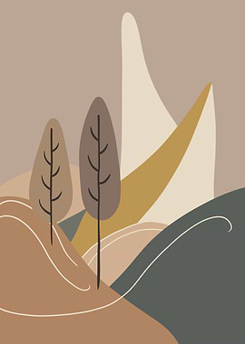 Tranquil Nature, Abstract Minimalist Art in Earthy Tones