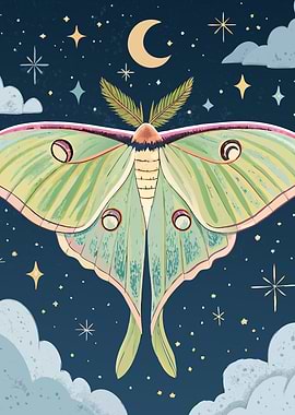 Luna Moth Night Sky