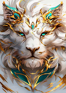 White Lion with Gold Crown