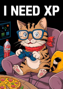 Little Cute Gamer Cat Needs XP