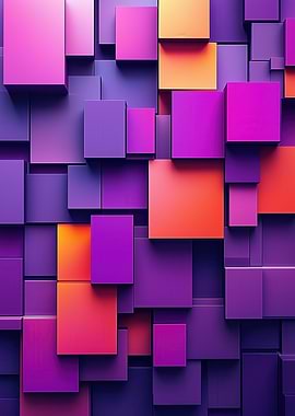 Abstract Purple and Orange Cubes