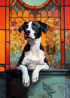 Dog with Wine Glass
