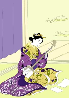 Geisha Playing Shamisen