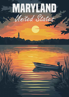 Maryland Sunset Landscape Poster