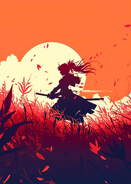 Anime Warrior Silhouette