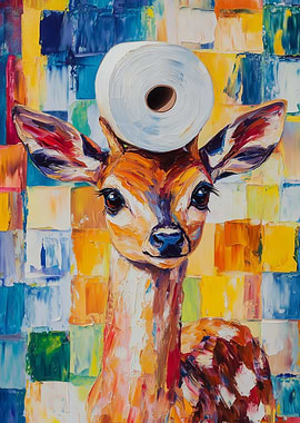 Fawn with Toilet Paper Hat