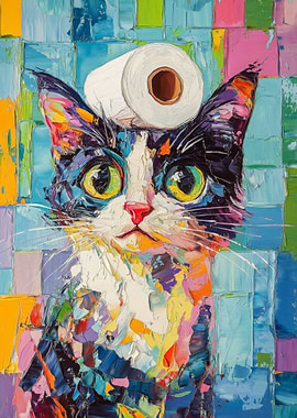 Cat with Toilet Paper