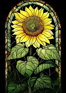 Vibrant Blossom : Stained Glass Sunflower