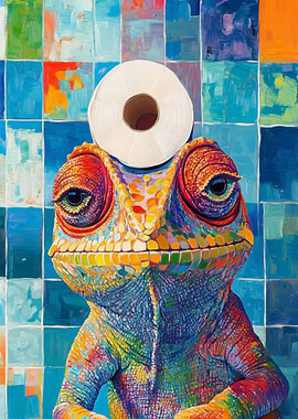 Chameleon with Toilet Paper