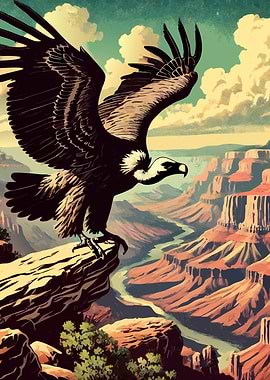 Vulture Over Grand Canyon
