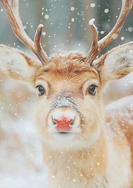 Reindeer in Winter Christmas