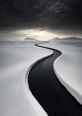 Winding River in Snow