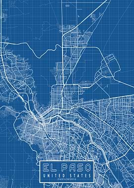 El Paso City Map USA Blueprint