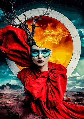 Woman with Fire and Tree