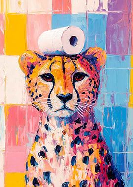 Cheetah with Toilet Paper