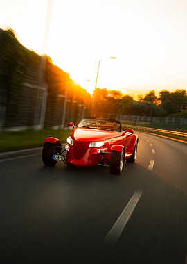 Red Roadster Sunset Drive