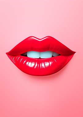 Red Lips on Pink