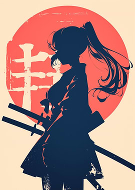 Samurai Woman Silhouette