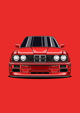 E30 – Classic Sports Car Illustration | Retro Car Decor for Fans