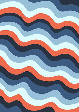 Modern Retro Waves Pattern, Abstract Minimalism Art