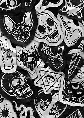Black & White Tattoo Stickers