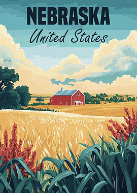 Nebraska Farm Landscape Poster
