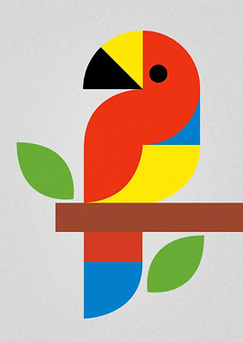 Bauhaus art Geometric Parrot Illustration