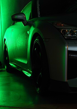 Silver Sports Car in Green Light