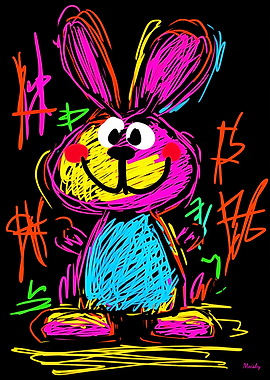 Neon Pop Art Playful and Vibrant Rabbit