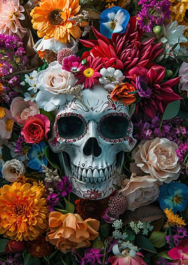 Skull with Flowers