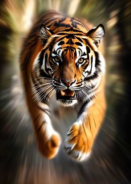 Attacking Tiger in Motion Blur