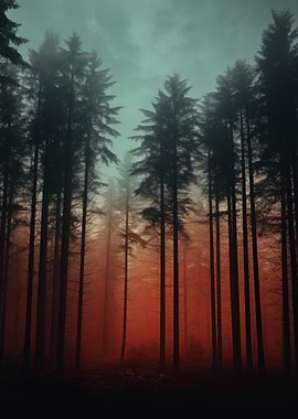 Eerie Red Forest Nature
