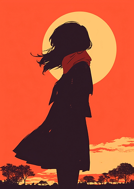Silhouette Girl Sunset