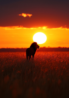 Lion Silhouette Sunset